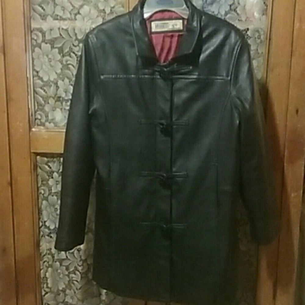 Prestige leather coat zip up lined sz. S